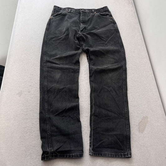 Wrangler Men's Faded Black Denim Work Jeans Zip Fly Relaxed Carpenter Size 17W