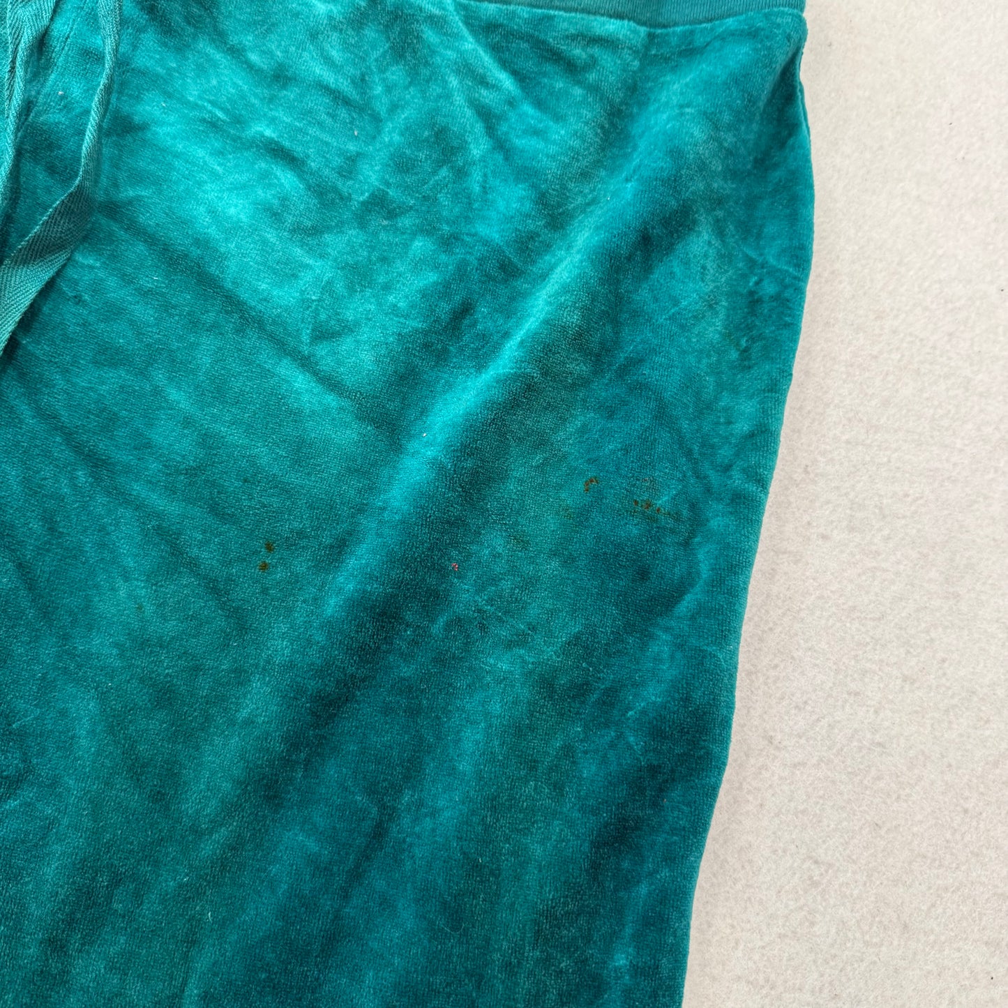 Juicy Couture Women Dark Cyan Velour Flare Track Pant Drawstring Classic Size XL