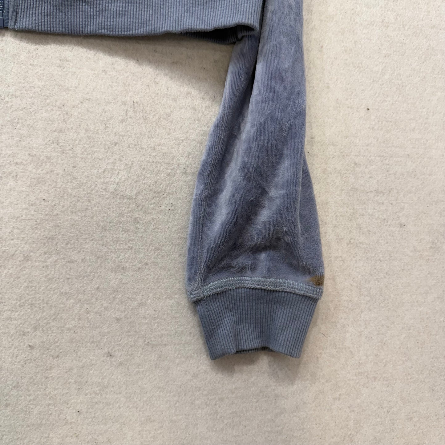 Playboy by Pacsun Women's Gray Velour Zip Up Cropped Fit Hoodie Logo Y2K Size M