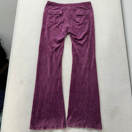 Juicy Couture Women's Plum Velour Flared Track Pant Back Flap Pockets Size M