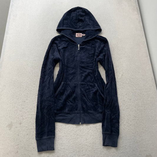 Juicy Couture Scottie Dogs Women Navy Velour Tracksuit Set Hoodie & Pant Size XL