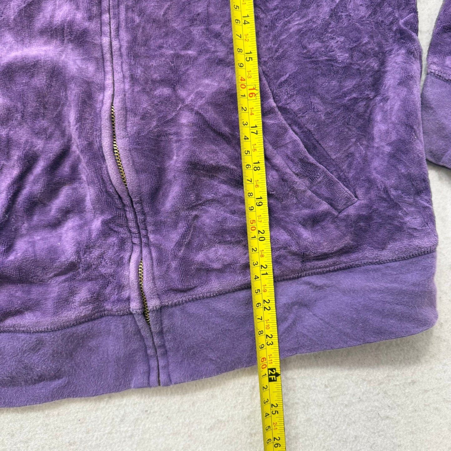 Juicy Couture Women's Purple Velour Zip Up Hoodie Loungewear Preppy Y2K Size XL