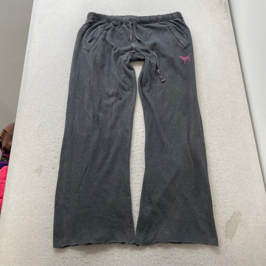 Victoria's Secret PINK Women's Grey Cotton Blend Flared Pants Drawstring Size L