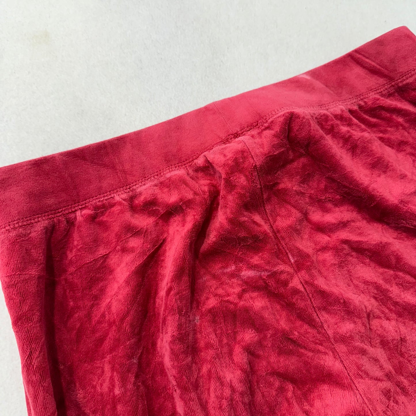 Vintage Juicy Couture Women Red Velour Straight Leg Track Pant Drawstring Size L