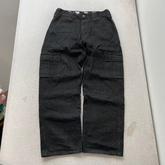 County FB Men's Black Denim Baggy Cargo Pant Streetwear Loose Fit Y2K Size 32x32