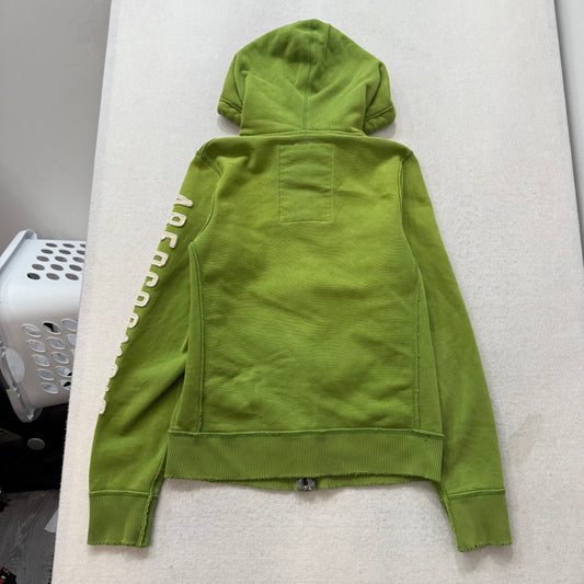 Abercrombie & Fitch Women's Apple Green Cotton Full Zip Hoodie Distressed Size M