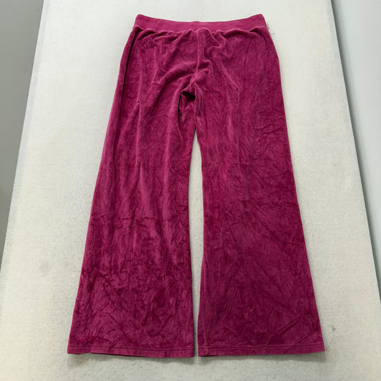 Vintage Juicy Couture Women's Raspberry Velour Flared Track Pant Pockets Size L