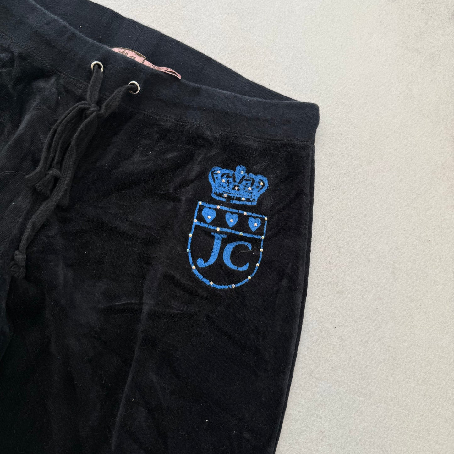 Vintage Juicy Couture Womens Black Velour Tracksuit Set Hoodie & Pant Y2k Size S