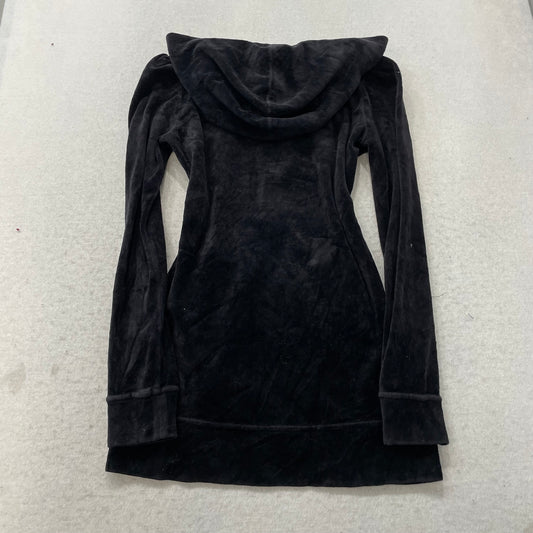 Vintage Juicy Couture Women's Black Velour Zip-Up Hoodie Front Button Y2K Size S