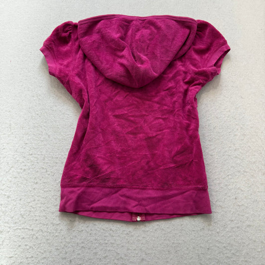 Juicy Couture Women's Hot Pink Terry Cloth Zip-Up Hoodie Short Sleeve Size M
