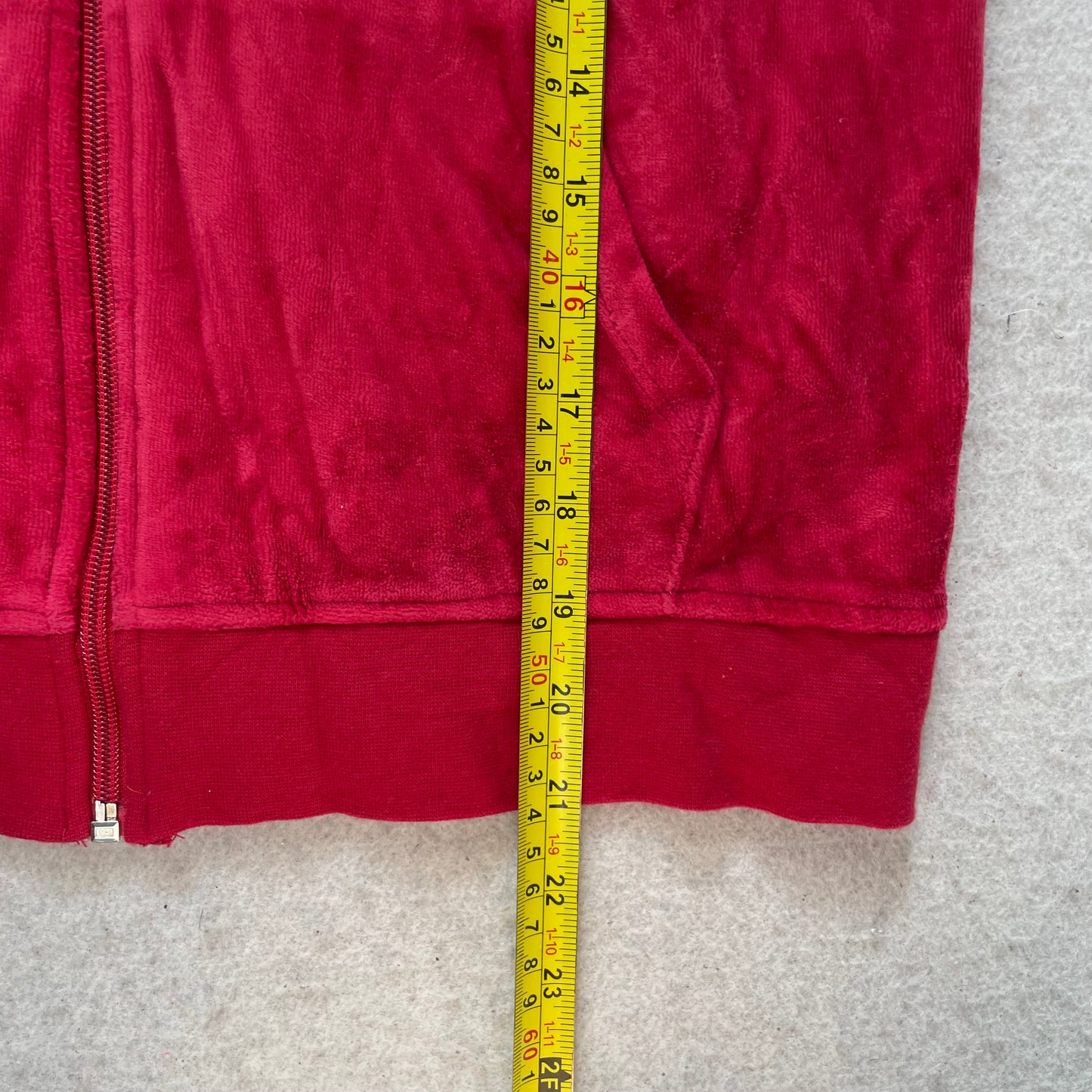 Juicy Couture Women's Red Velour Zip-Up Hoodie Butterfly Graphic Pockets Size M