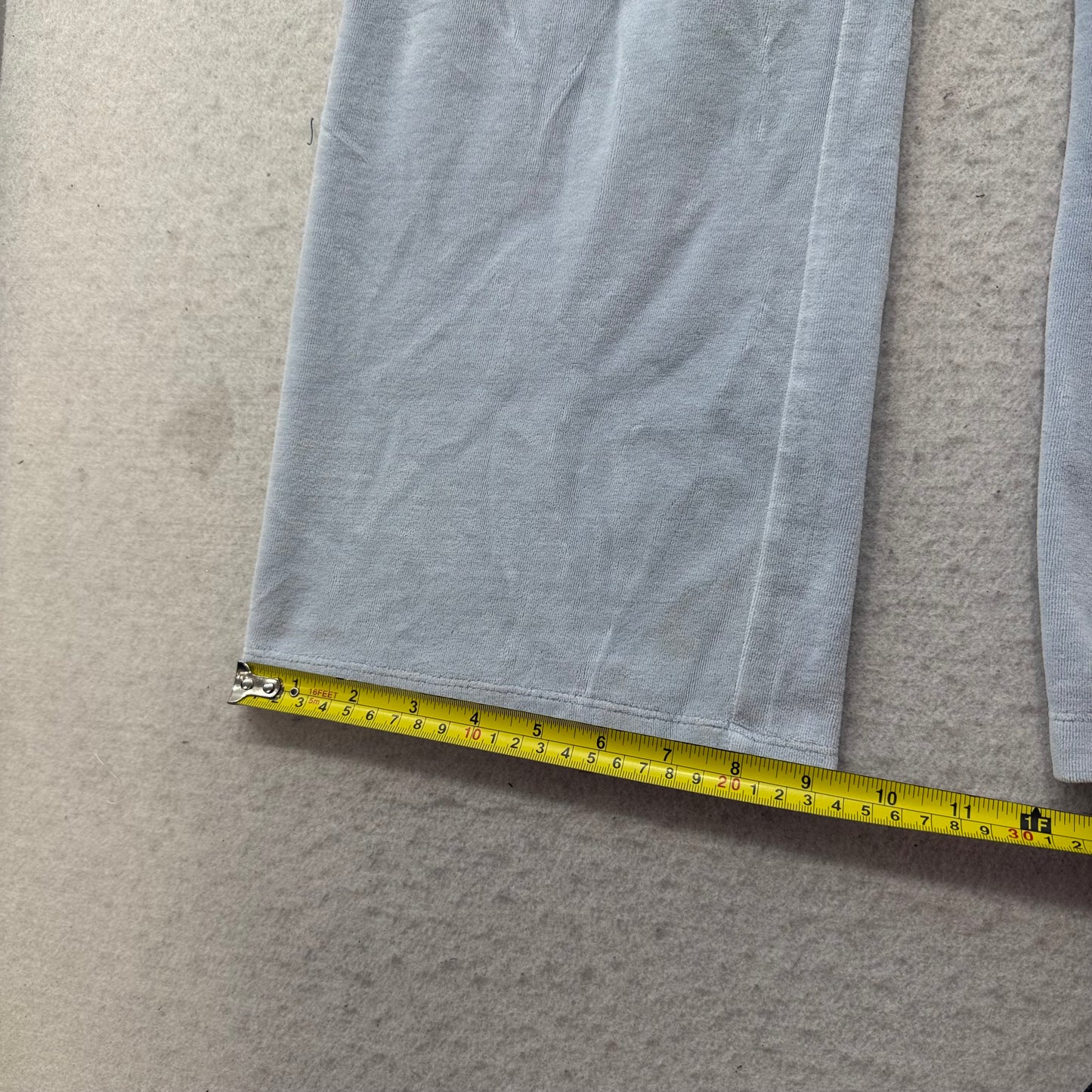 Juicy Couture Women Light Pastel Blue Velour Flared Track Pant Drawstring Size M