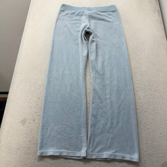 2003 Vintage Juicy Couture Womens Light Blue Velour Flared Track Y2k Pant Size L