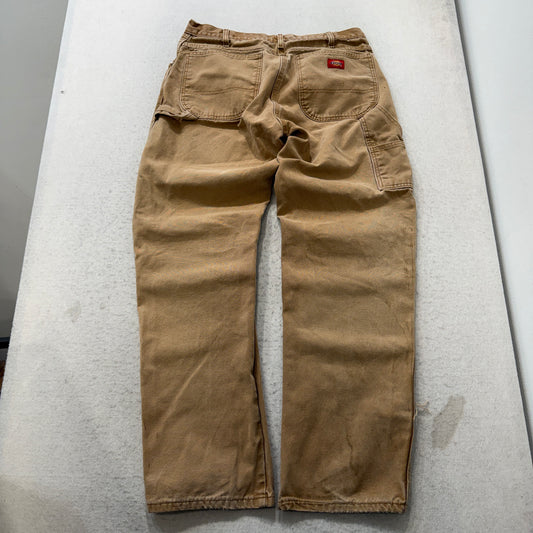 Vintage Dickies Men's Brown Canvas Carpenter Pants Distressed Workwear Size W32