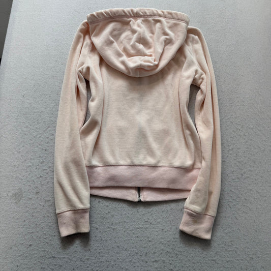 Hollister California Women's Baby Pink Velour Full Zip Hoodie Loungewear Size L