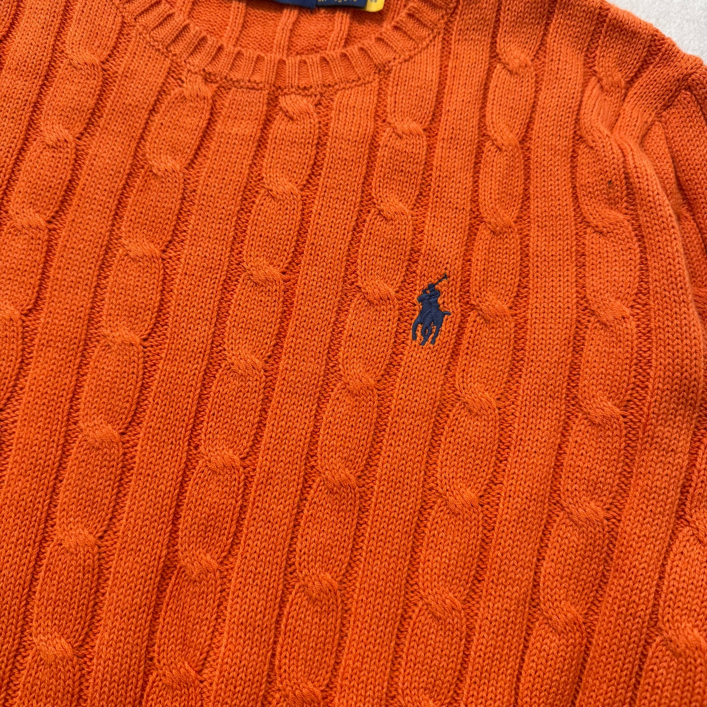 Polo Ralph Lauren Men's Orange Cable-Knit Sweater Heritage Style Logo Size S NWT