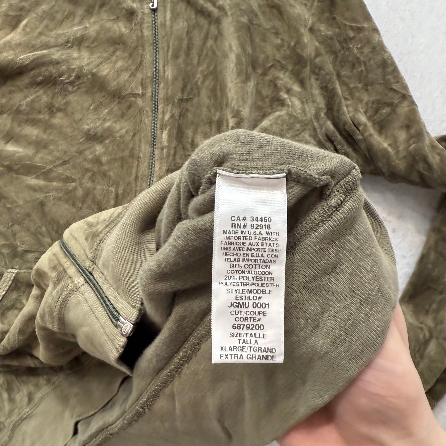 Juicy Couture Women's Olive Velour Zip-Up Hoodie Loungwear Pockets Y2k Size XL