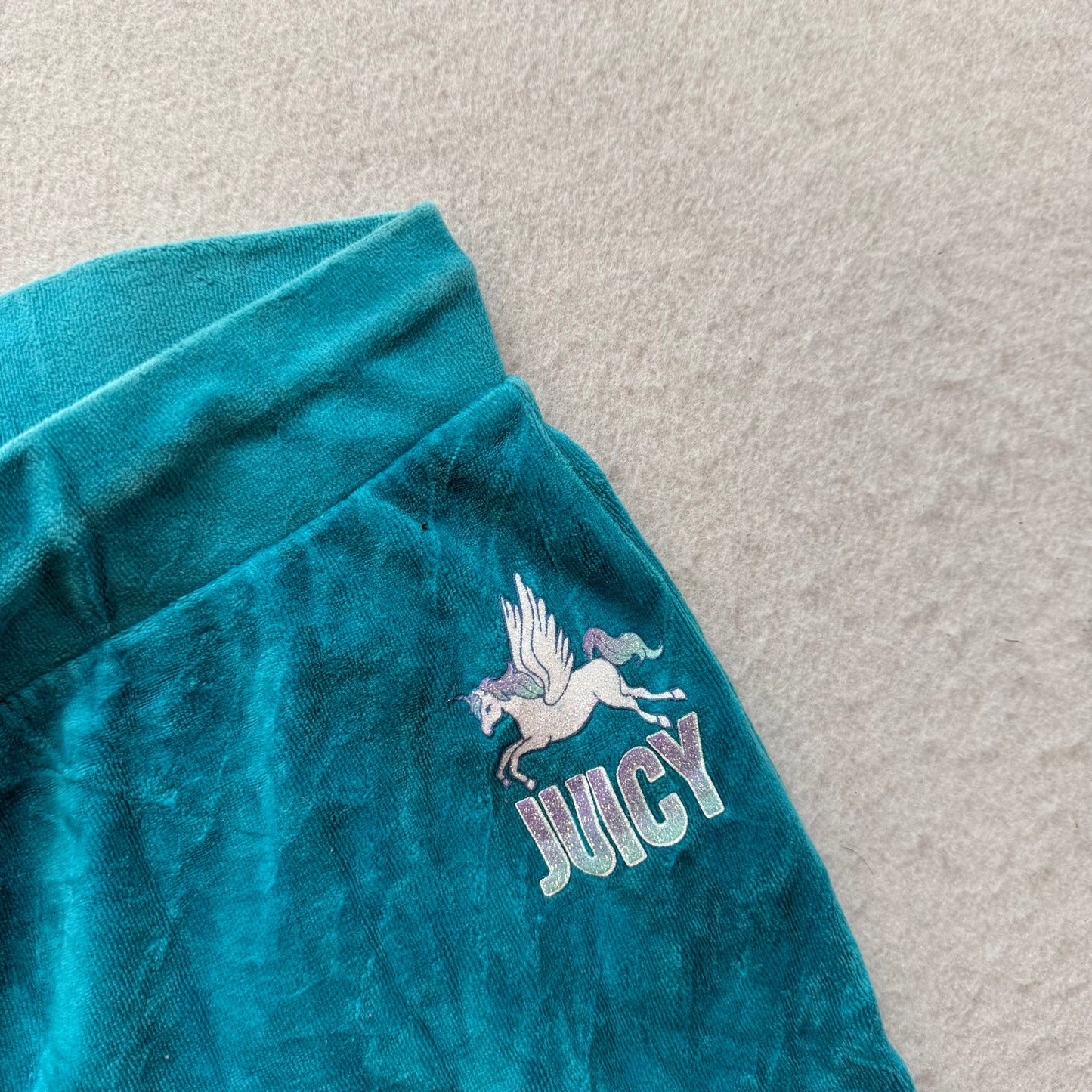 Juicy Couture Women's Teal Blue Velour Flared Track Pant Loungewear Y2K Size S