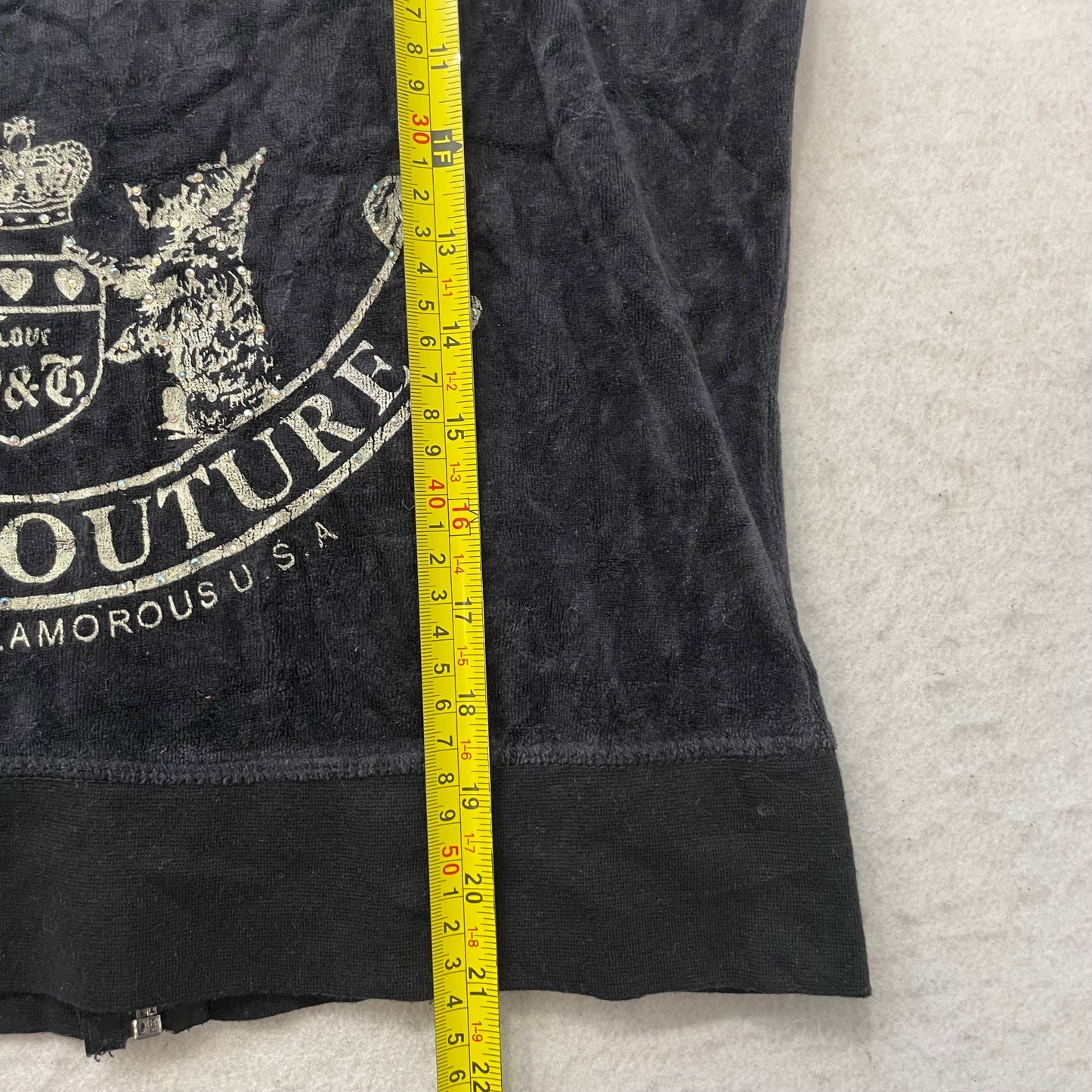 Vintage Juicy Couture Scottie Dog Women's Charcoal Gray Velour Hoodie Y2k Size L