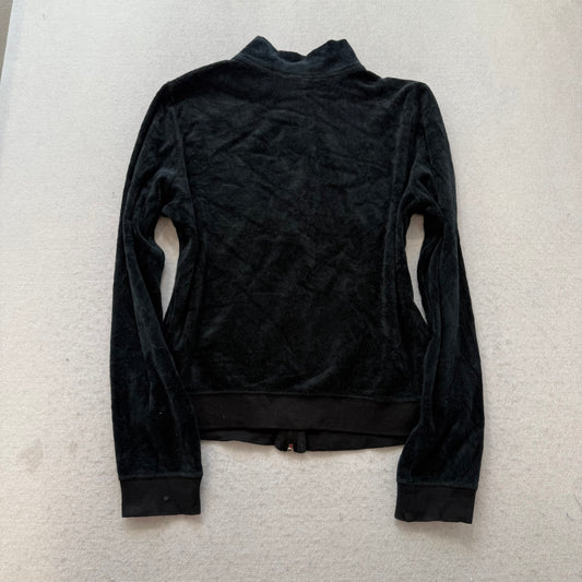Vintage Juicy Couture Women's Navy Velour Zip-Up Track Jacket Pockets Y2K Size L