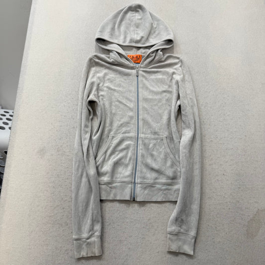 2003 Vintage Juicy Couture Sweet Coutute O’mine Womens Gray Velour Hoodie Size S