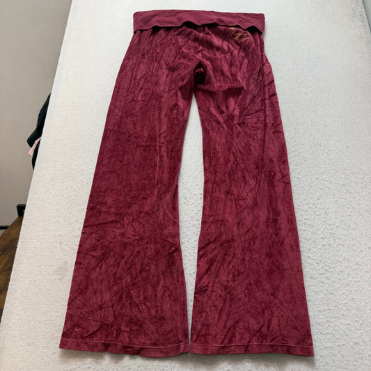 2006 Victoria's Secret PINK Women's Maroon Velour Flared Track Pant Logo Size M
