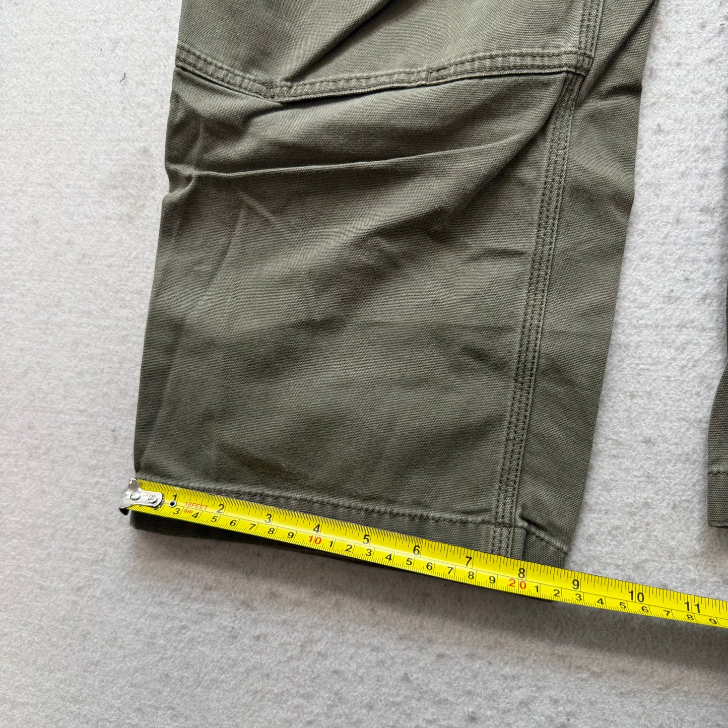 Carhartt Relaxed Fit Mens Olive Green Washed-Duck Double Knee Work Pants - 40x30