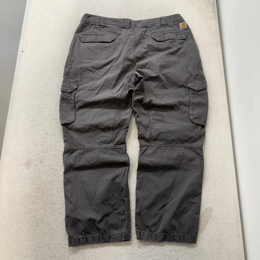 Carhartt Men's Charcoal Grey Relaxed Fit Cargo Pants Pockets Logo Y2K Size W38