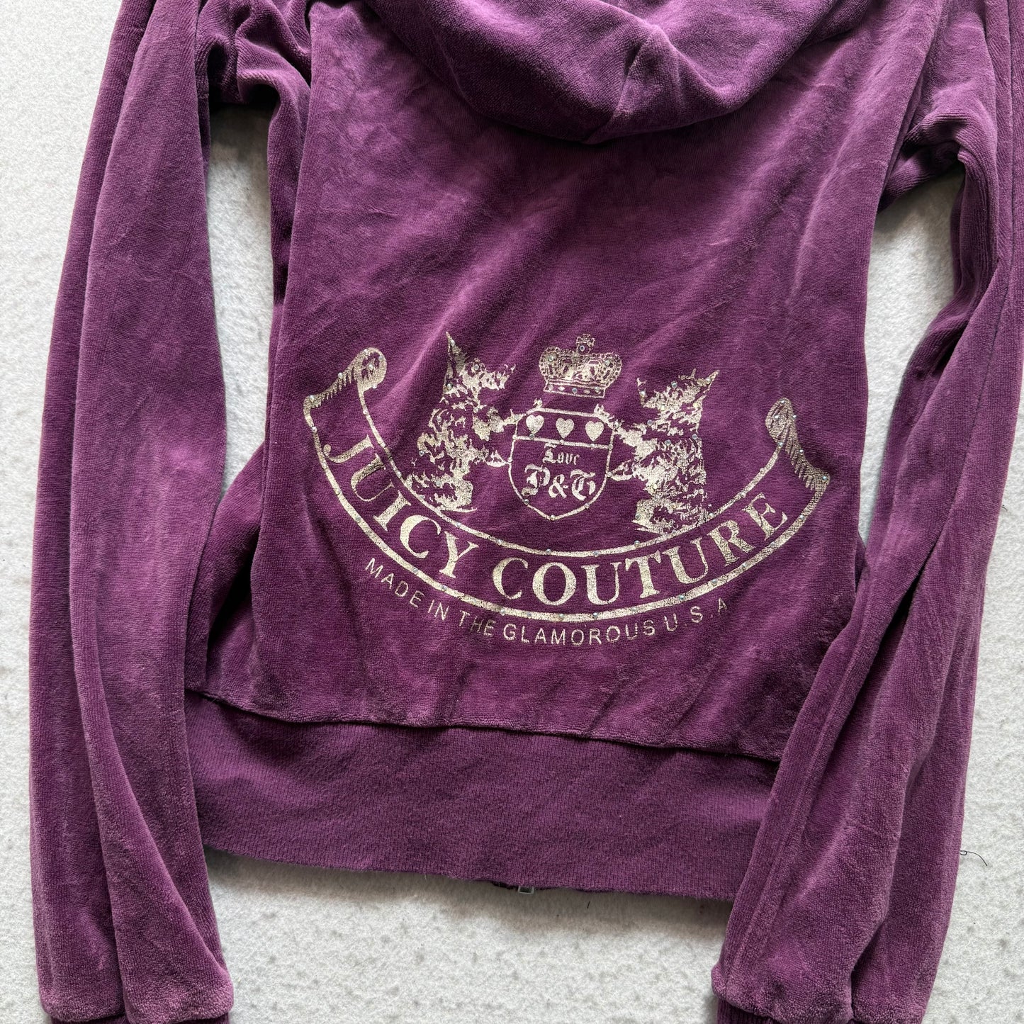 Vintage Juicy Couture Scottie Dogs Women's Deep Plum Velour Zip-Up Hoodie Size S
