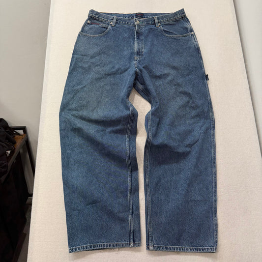 Tommy Hilfiger Men's Blue Baggy Carpenter Jeans Workwear Tool Pockets Waist 38