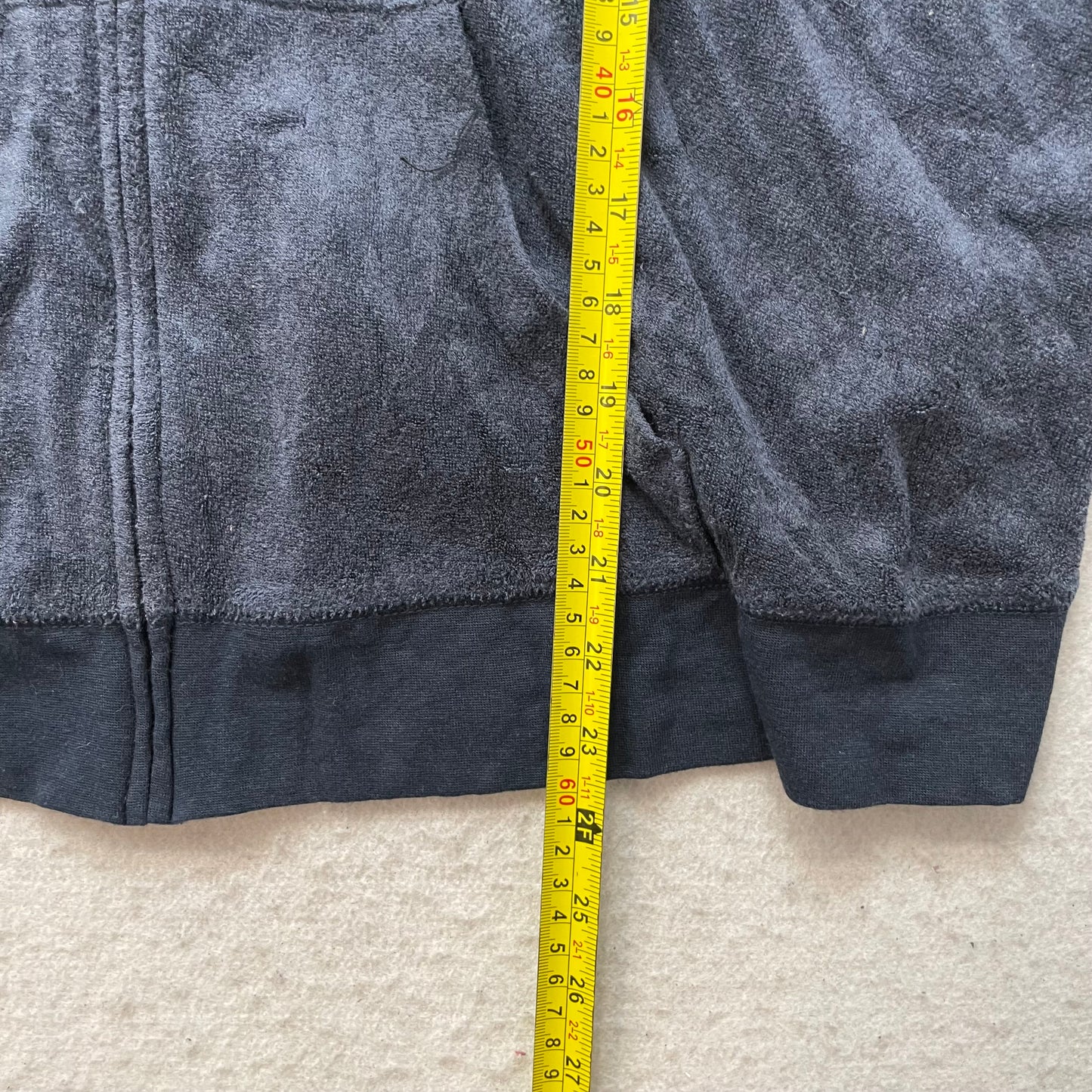 Juicy Couture Women's Navy Terry Cloth Zip-Up Faux Fur Hoodie Pockets Size 2X