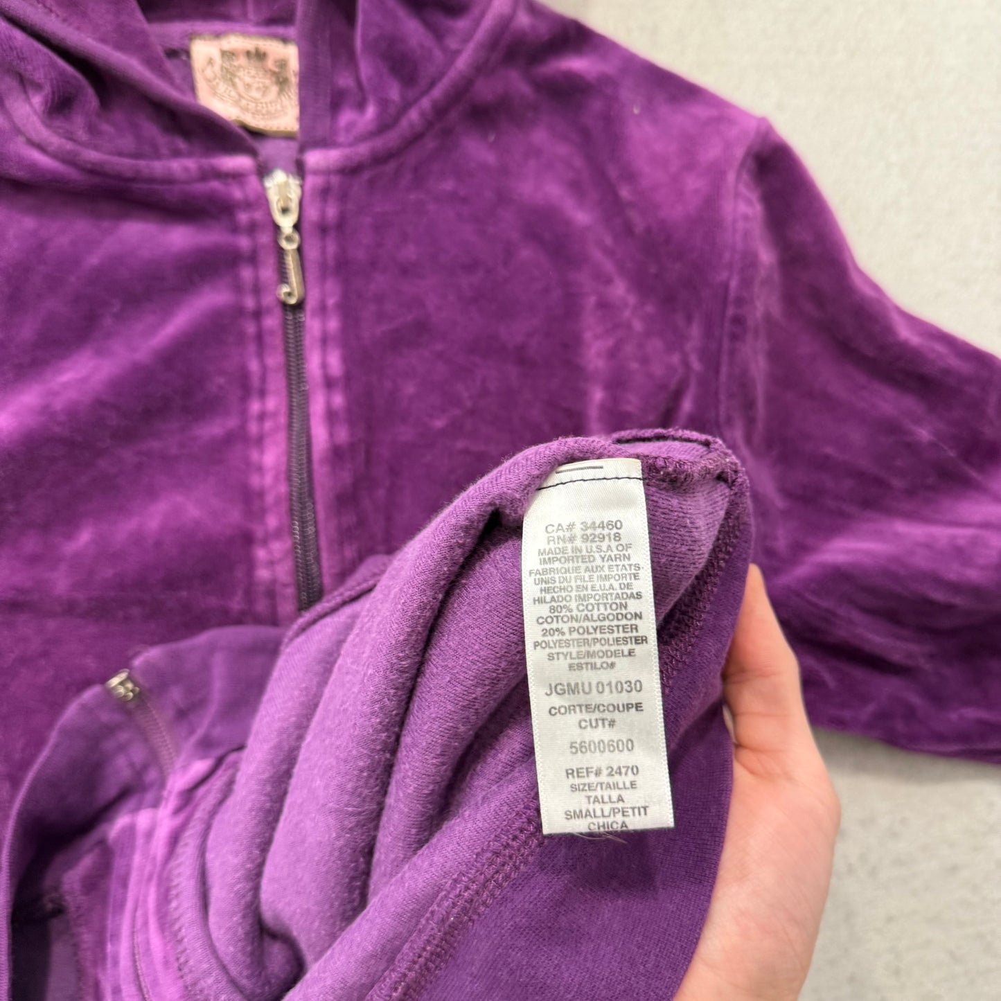 Juicy Couture Plum Velour Tracksuit Set Zip Up Hoodie & Flared Pants Y2K Size S