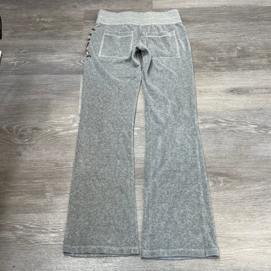 Victoria's Secret PINK Women's Gray Velour Flared Track Pant Sequin Logo Size XS