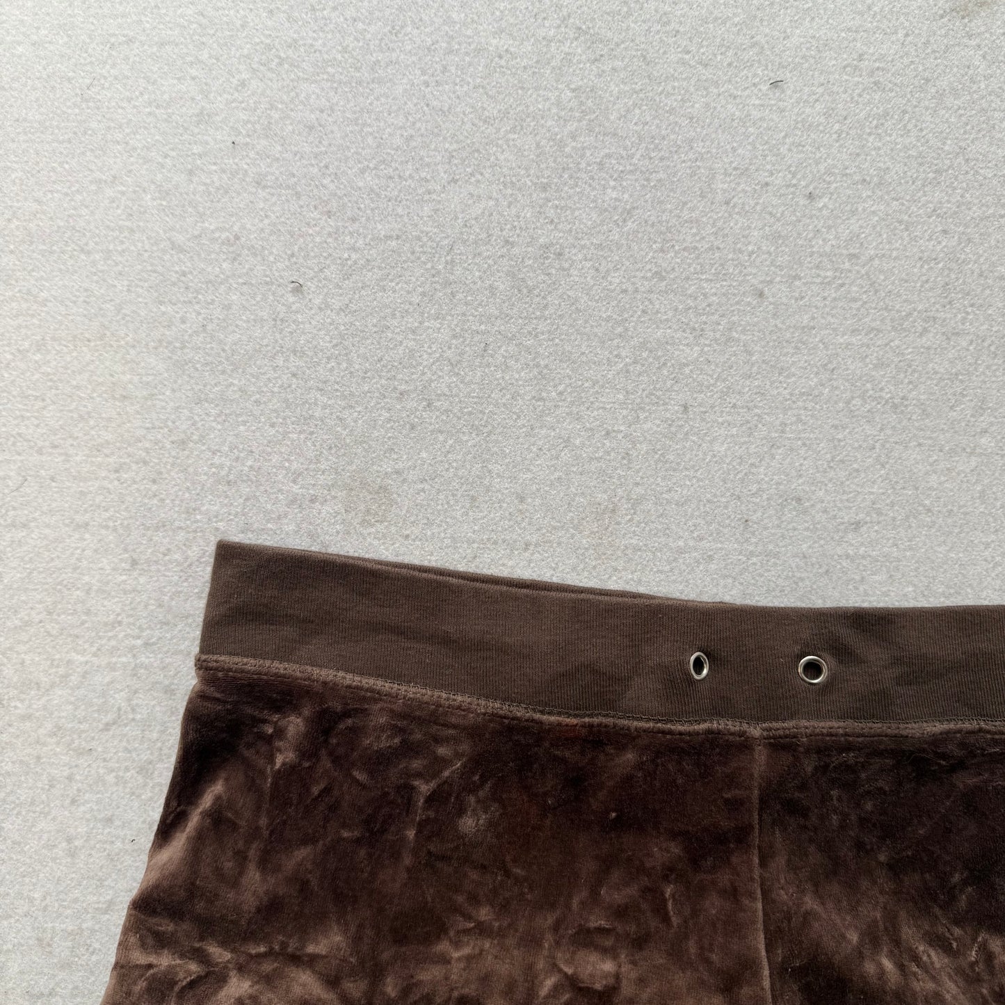 Juicy Couture Women's Brown Velour Wide Leg Flared Track Pant Drawstring Size M