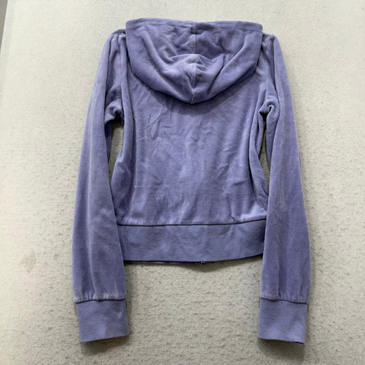 Vintage Juicy Couture Womens Lavender Velour Zip-Up Hoodie Drawstring Y2k Size S
