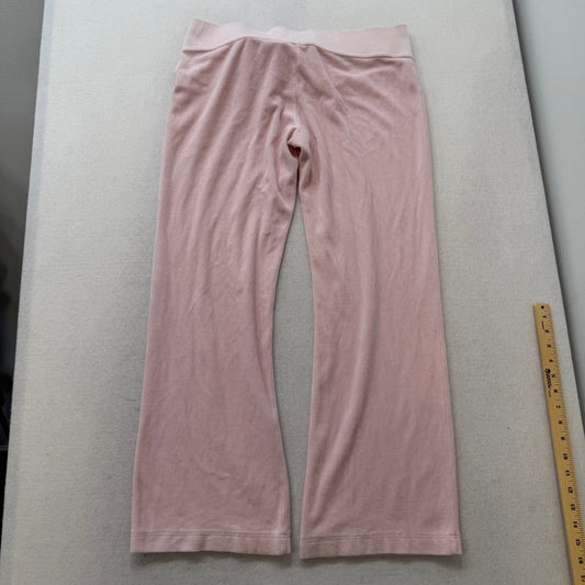 Bebe Light Pink Hot Pink Camo Velour Flare Pants Rhinestone Heart Size L