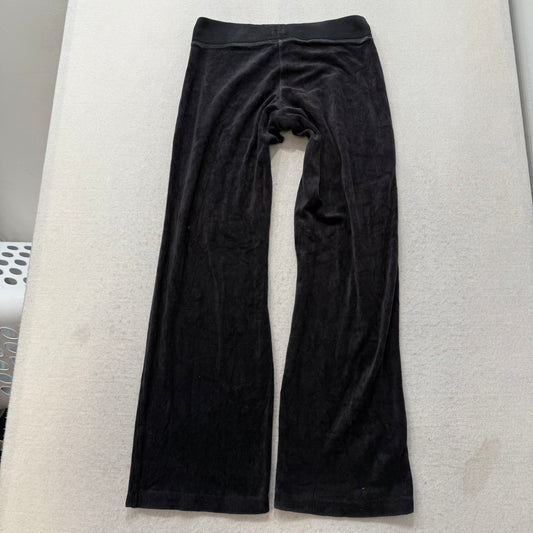 Vintage Juicy Couture Women's Black Velour Flare Track Pant Drawstring Size S