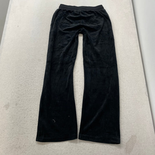 Vintage Juicy Couture Women's Black Velour Flared Track Pant Drawstring Size S