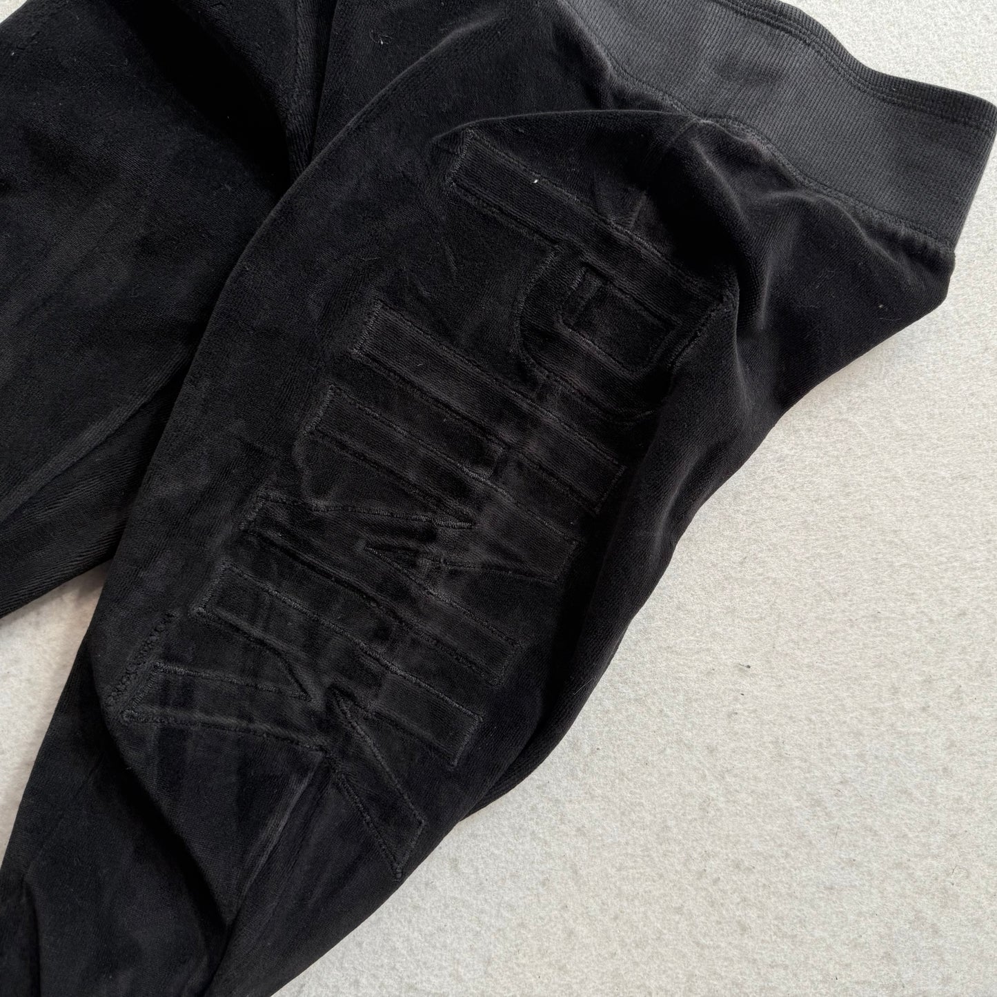 PINK Victoria's Secret Women's Jet Black Velour Flared Leg Track Pants Size S