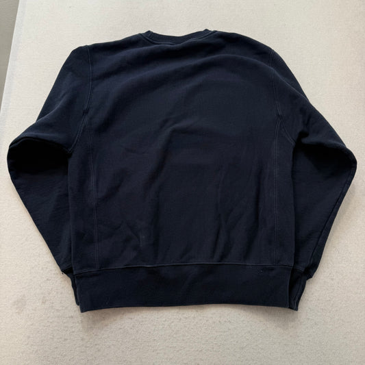 Champions Men's Navy Blue Cotton Boxy Fit Sweatshirt Crewneck Graphic Y2K Size M