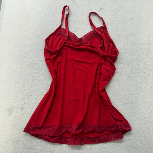 Torrid Womens Red Lace Trim Camisole Top Babydoll Chemise Sleepwear Dress Size 1