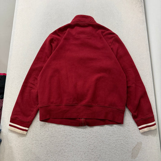 Urban Pipeline Men's Red Full Zip Fleece Track Jacket Sleeves Striped Size L