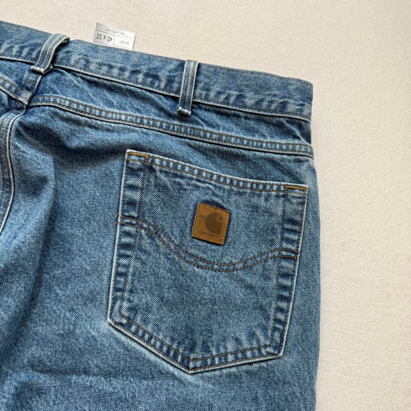 Carhartt Men's Medium Stone Wash Denim Straight Relaxed Fit Jeans Y2K Size 42