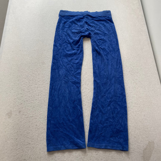 Juicy Couture Kid's Cobalt Blue Velour Flare Track Pant Rhinestones Logo Size XL