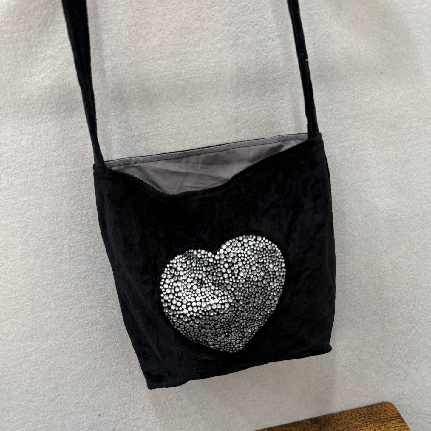 Victoria's Secret PINK Black Velour Rhinestones Casual Wear Shoulder Tote Bag