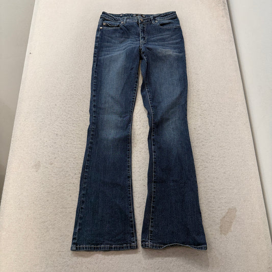 Tru Luxe Women's Blue Bootcut Denim Jeans Intricate Embroidery Classic Size W28