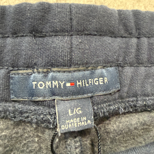 Tommy Hilfiger Mens Navy Blue Fleece Sweat Shorts Drawstring Pockets Logo Size L