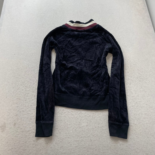 2003 Vintage Juicy Couture Women's Navy Velour Full Zip Track Jacket Y2k Size M