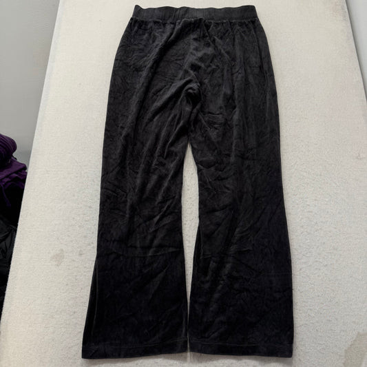 Vintage Juicy Couture Womens Charcoal Velour Flared Track Pant Loungewear Size L