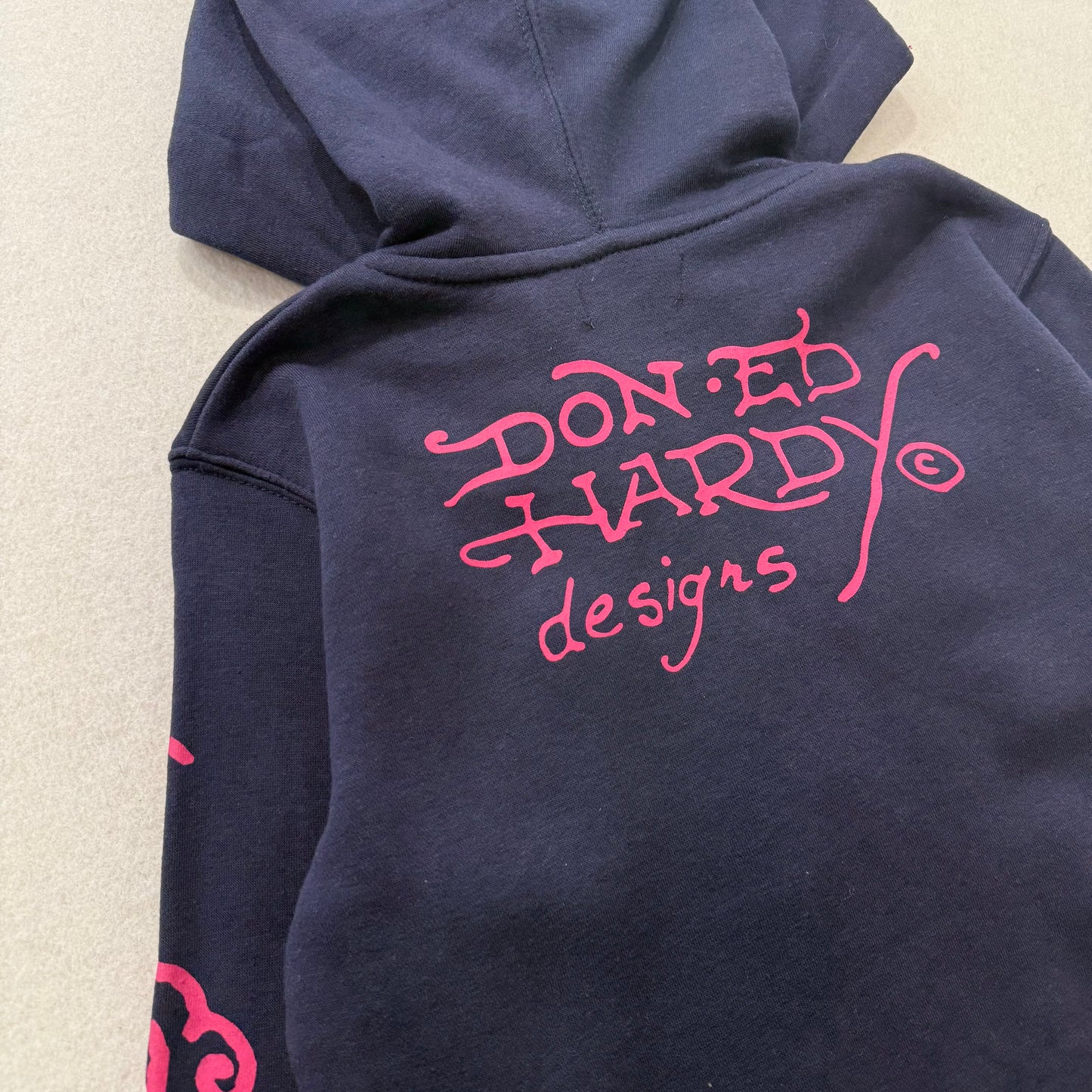 ED HARDY “Eagle Rose” NAVY CROPPED ZIP UP HOODIE